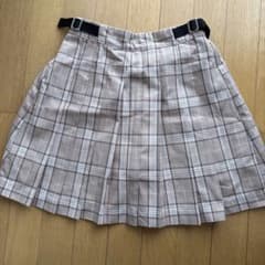 COLZA ベージュ チェック柄 プリーツ ミニスカート インナーパンツ付き