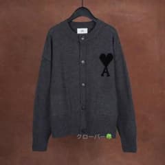 AMI PARISハート刺繍ニットカーディガンユニセックス 秋冬モデル