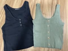 ZaraとH&M フロントボタン クロップ タンクトップ 2点セットのサムネイル