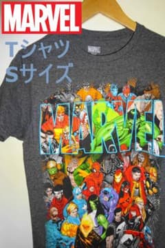 USA古着　【ド迫力】マーベルキャラクター総出　Tシャツ　グレー　Sサイズのサムネイル