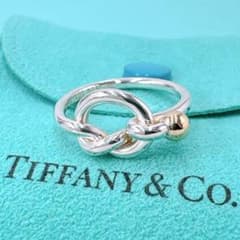 極美品 オールドティファニー ラブノット リング 14号 シルバー k18