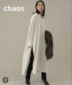 カオス　chaos トリムサテンシャツワンピース　白　ブラウスワンピースのサムネイル