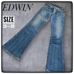 【美品】EDWIN フレアデニム デニムパンツ フレアシルエット 色落ち抜群