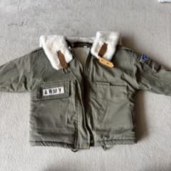 ARMY ミリタリージャケット ボア襟 カーキ キッズのサムネイル