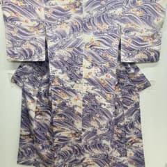 未使用品 逸品！！ 皆川月華作 小紋 荒波に花柄 着物スキ倶楽部