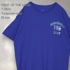 US古着 Tシャツ 半袖 ターコイズブルー FRUIT OF THE LOOMのサムネイル