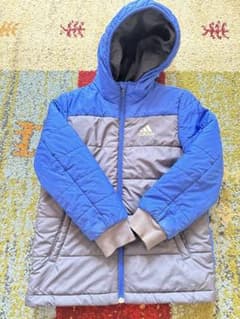 adidas フード付き中綿コート 青/グレーのサムネイル