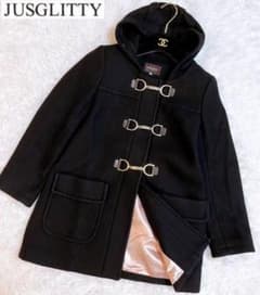 JUSGLITTYジャスグリッティー　カシミア入りダッフルコートブラックSサイズのサムネイル