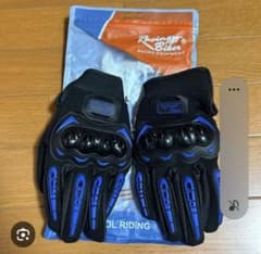 Racing Biker バイクグローブ 青黒 プロテクター付のサムネイル