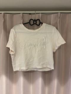 半袖 クロップド丈 Tシャツ リボン ラインストーンのサムネイル
