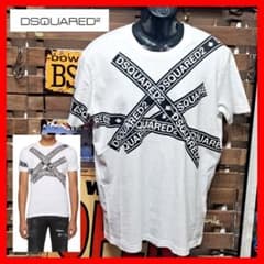 定価5万　Dsquared2　ロゴテーププリント　Tシャツ　ホワイト XXL 定価5万 Dsquared2 ロゴテーププリント Tシャツ XXL ホワイト - メルカリ