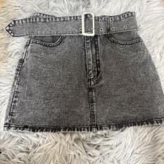 グレー デニム ミニスカートキュロットのサムネイル