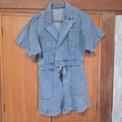 데님 블루 쇼트 올인원