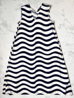 【UNIQLO by marimekko】波模様 Vネックフレアワンピース Lのサムネイル