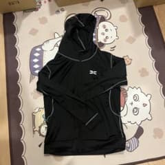 ブラック フード付き ストレッチトップスのサムネイル