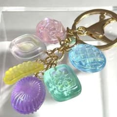 【カラフルオーロラ】艶消しマットドロップキーホルダー　ゴールドチャームのサムネイル