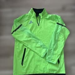 adidas ハーフジップ ウィンドブレーカー ライムグリーン M