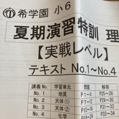 希学園　小6 理科　夏期演習特訓　実戦レベル　No.1からNo.4のサムネイル