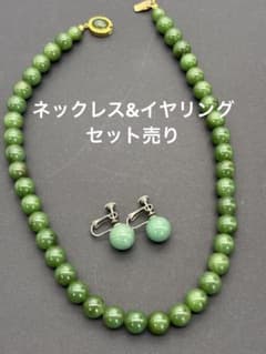 翡翠 ネックレス イヤリングセット 翡翠風 ネックレス イヤリング セット - メルカリ