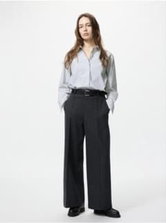UNIQLO ユニクロ　ブラッシュドジャージーワイドパンツ　丈長めのサムネイル