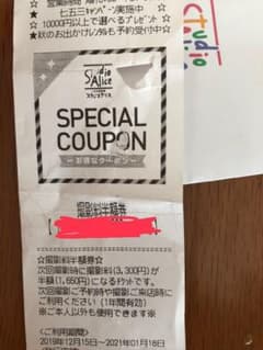 スタジオアリス　撮影料半額券　プレゼント券のサムネイル