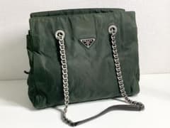 PRADA プラダ ナイロン チェーン ショルダーバッグ ヴィンテージ カーキのサムネイル