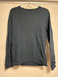 [無印良品] ムラ糸ワッフル編み長袖Ｔシャツ　ダークネイビー