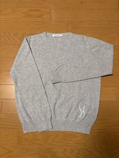 【美品】マディソンブルー ウール100% フランネルシャツ　ロゴ刺繍　S グレー マディソンブルー ロゴ刺繍入りクルーネック ニット 薄手 グレー S