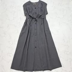 N*J様 美品✨カレンソロジー コットンリネンギャザーワンピース　ロング　グレー N*J様 美品✨カレンソロジー コットンリネンギャザーワンピース ロング