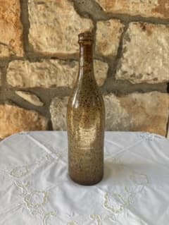 フランス アンティーク 炻器ボトル 茶釉 花瓶のサムネイル