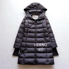 美品☆HERNO｜定価16万 ポーラーテック 袖リブ ダウンコート グレー 40 