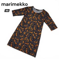 美品 marimekko マリメッコ 七分袖 ミニワンピース XS さくらんぼ柄