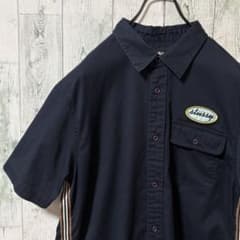 STUSSY◎半袖 ワッペン ワークシャツ OLD ロゴ D495 ステューシー stussy ワッペン刺繍ロゴワークシャツ 半袖シャツ LARGE