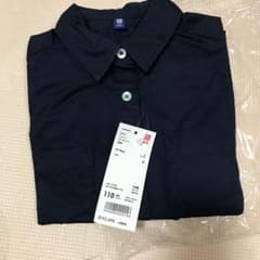 新品 UNIQLO ユニクロ コットンロングTシャツ ネイビー110センチのサムネイル