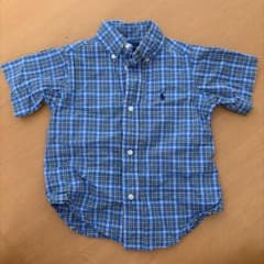 ラルフローレン 半袖チェックシャツ 90cm 2/2T ブルー 男の子
