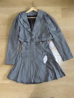 チェック柄 クロップドジャケット スカートセットアップのサムネイル