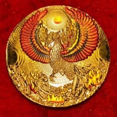 Z912 中国 八卦 鳳凰 神獸 記念金貨 大型金貨 カプセル付き