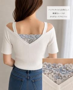 MISCH MASCH ミッシュマッシュ リブニット 半袖ニット レースMサイズのサムネイル