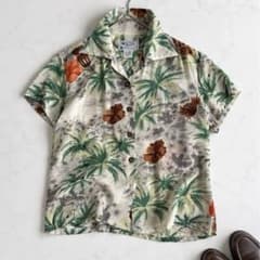 極美品✨AVANTI シルク100% アロハシャツレディース ココナッツボタン 