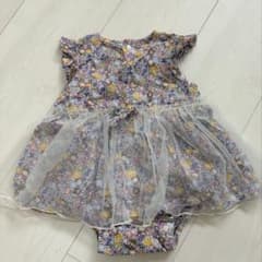 美品　花柄ワンピース 80 チュール　ロンパースのサムネイル