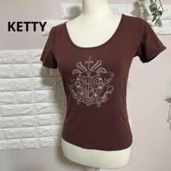 KETTY ケティ レディース 半袖 Tシャツ ラインストーン ブラウン M