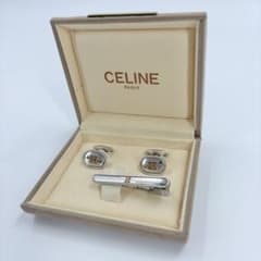 【美品】CELINE カフス カフリンクス タイピン トリオンフ マカダム 金色 美品】セリーヌ カフス タイピン セット マカダム トリオンフ 1276