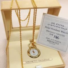 新品未使用 ミキモト JAL限定 パール ペンダントウォッチ ネックレス
