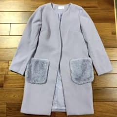 新品　春色　ポケットファーコートのサムネイル