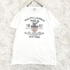 ポロラルフローレン ホワイトTシャツ アメリカ国旗 M