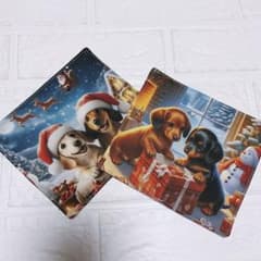 ガーゼハンカチ ハンドメイド パネル生地 クリスマス ダックスフンド