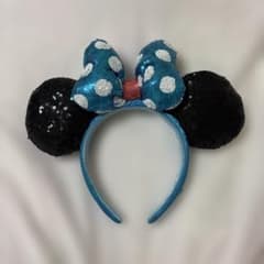 ディズニー ミニー カチューシャ スパンコール 水色 水玉のサムネイル