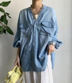 美品☆DouDou デニムVVシャツ コットン フリーサイズ - メルカリ