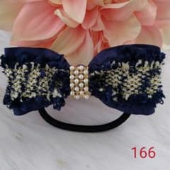 グログランリボン　ヘアゴム　ハンドメイド☆ツイードのサムネイル