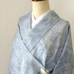 裄65 身丈154 小千谷縮 綿麻 夏着物 水色 草花 広衿 裄65 身丈154 小千谷縮 綿麻 夏着物 水色 草花 広衿 - メルカリ